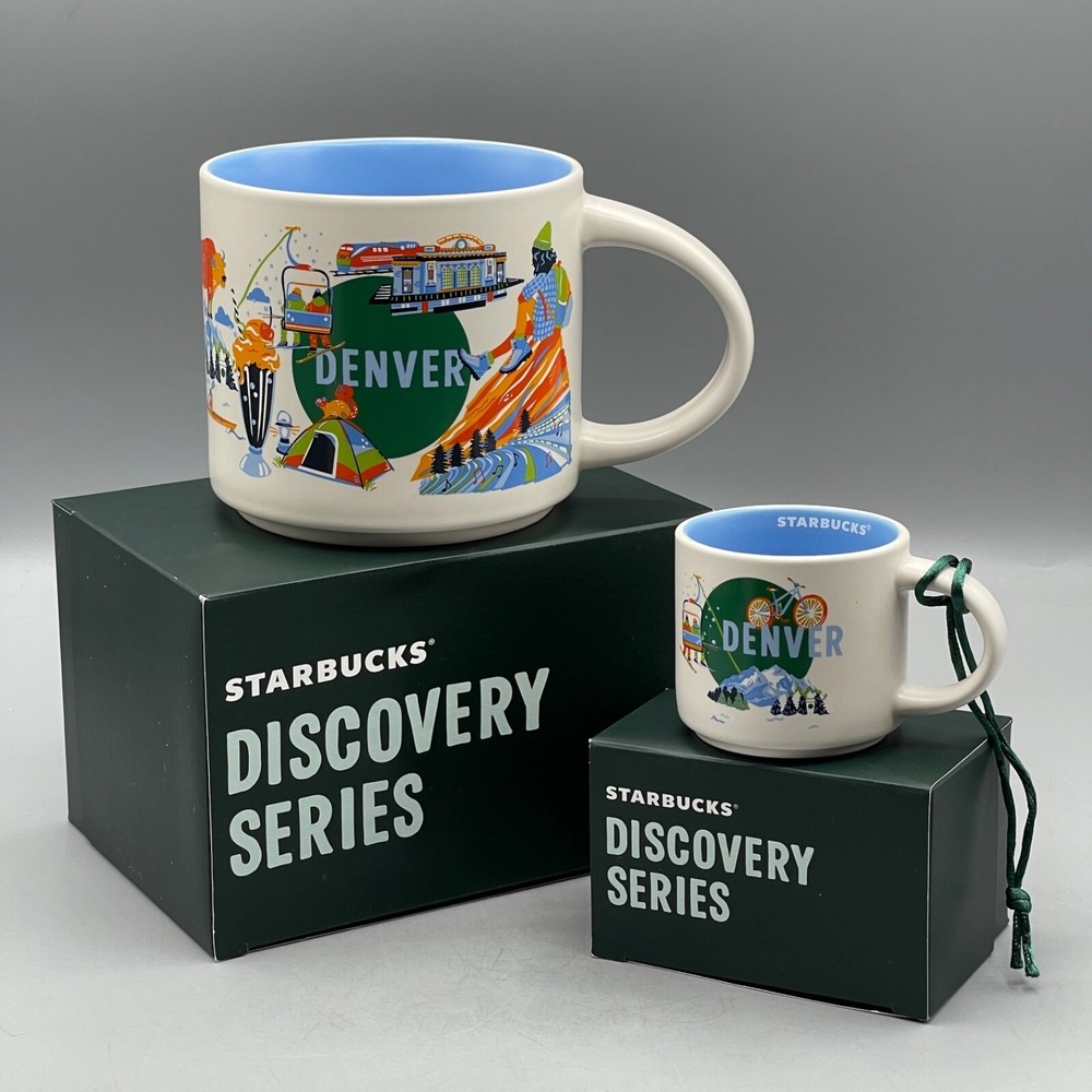 Starbucks Mug Denver Colorado Discovery Series 14oz & 2oz Espresso Set of Two